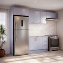 Ver imagem 1 de Cozinha Planejada 5 Peças 3 Aéreo 1 Balcão sem Tampo 1 Kit Lateral Marselha CabeCasa MadeiraOriginals Azul/Sereno