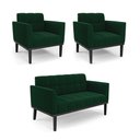 Ver imagem 1 de Namoradeira 2 Poltronas Base Madeira Fixa Pto Elisa Bouclê Verde D03 - D'Rossi