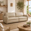 Ver imagem 4 de Sofá 3 Lugares para Sala de Estar Living Orgânico 216cm Eliot L06 Couro Bege Areia - Lyam Decor