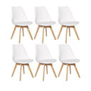 Ver imagem 1 de Kit 6 Cadeiras Leda com Almofada, Saarinen Wood Pés Madeira - Sala de Jantar, Cozinha, Escritório, H