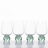 Kit com 4 Taças de Vidro Transparente com Base Verde 540ml - 1
