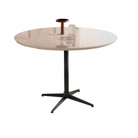 Mesa de Jantar Sofia Off White com Pés em Metal Preto
