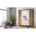 Ver imagem 4 de Guarda Roupa Casal Jasmim 4 Portas 6 Gavetas MDP Amendola Off White Demóbile