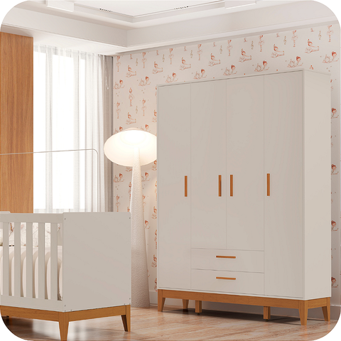 Quarto de Bebê Guarda Roupa + Cômoda Infantil 4g Areia Flip