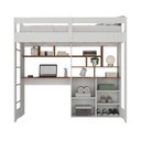 Ver imagem 5 de Cama Alta Infantil Juvenil 2 Portas com Escrivaninha Multifuncional Zwork Yescasa Branco/Nogal
