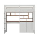 Ver imagem 2 de Cama Alta Infantil Juvenil 2 Portas com Escrivaninha Multifuncional Zwork Yescasa Branco/Nogal