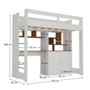 Ver imagem 3 de Cama Alta Infantil Juvenil 2 Portas com Escrivaninha Multifuncional Zwork Yescasa Branco/Nogal