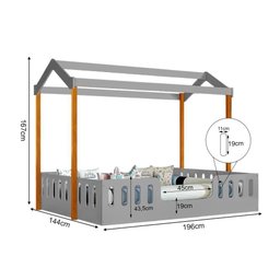 Cama Infantil com Colchão Casal Casinha Segura Montessoriana Ágatha Cinza e Mel - 4
