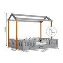 Ver imagem 4 de Cama Infantil com Colchão Casal Casinha Segura Montessoriana Ágatha Cinza e Mel