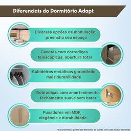 Aéreo Maleiro Baixo de 4 Portas 175cm Linha Modulado Adapt N543 Kappesberg - Nogueira/branco - 3