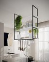 Ver imagem 1 de NICHO DE TETO PARA COZINHA 95 CM PRETO COM PRATELEIRA BRANCA