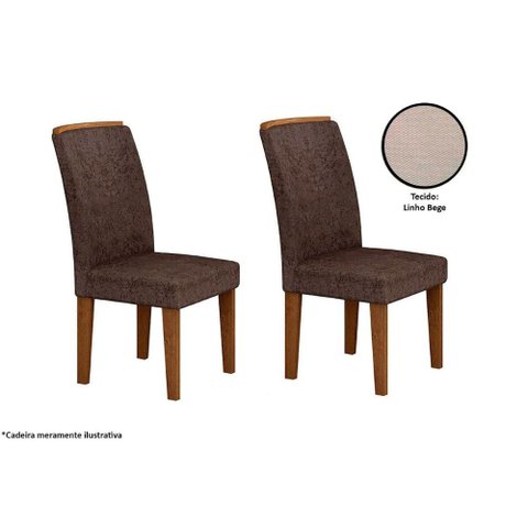 Cadeira Sala de Jantar Lunara Kit 2 Un Imbuia/Bege Turim - Rufato