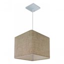 Ver imagem 4 de Lustre Pendente Quadrado Md-4058 Cúpula em Tecido 21/25x25cm Rustico Bege - Bivolt