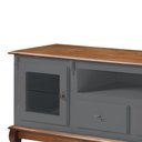 Ver imagem 4 de Rack para Tv com Pés Luis Xv 2 Gavetas 2 Portas e Nicho 60503 Linz Móveis - Cinza/imbuia Glazer