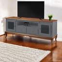 Ver imagem 1 de Rack para Tv com Pés Luis Xv 2 Gavetas 2 Portas e Nicho 60503 Linz Móveis - Cinza/imbuia Glazer