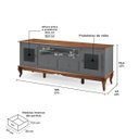 Ver imagem 5 de Rack para Tv com Pés Luis Xv 2 Gavetas 2 Portas e Nicho 60503 Linz Móveis - Cinza/imbuia Glazer