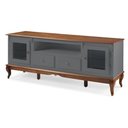 Ver imagem 2 de Rack para Tv com Pés Luis Xv 2 Gavetas 2 Portas e Nicho 60503 Linz Móveis - Cinza/imbuia Glazer