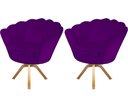 Ver imagem 1 de Kit 2 Poltronas Decorativa Pétala Base Giratória Madeira Suede Roxo Ms Decor