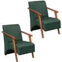 Ver imagem 1 de Kit 2 Poltrona Venus 1 Lugar Braço Madeira Maciça Tecido Suede Unidecor Verde