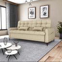Ver imagem 5 de Sofá Cama Luxo 3 Lugares Casal Confortável com Almofadas 2,00 Larg Pillar Matrix Cor:linho Bege