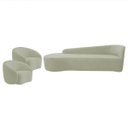 Ver imagem 2 de Kit Divã Recamier Orgânico França 220cm Lado Esquerdo e 2 Poltrona Amore Bouclé