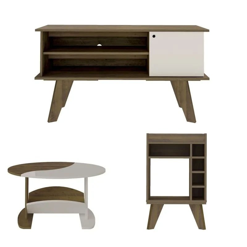 Sala de Estar até 50'' Rack Steban Mesa de Centro Yin Yang e Bar France Pinho/off White Spazio Móvei - 1