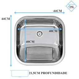 Kit Tramontina Polido Tanque 40x40x21,5 + Cuba N2 56x34x14cm - 2