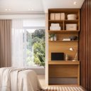 Ver imagem 2 de Escrivaninha com Painel e Aéreo MDF Altezza Belmax:Freijó