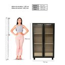 Ver imagem 4 de Cristaleira Livreiro para Sala de Jantar 2 Portas com Vidro Canelado 1 Gaveta 80cm x 147cm Paris Pre
