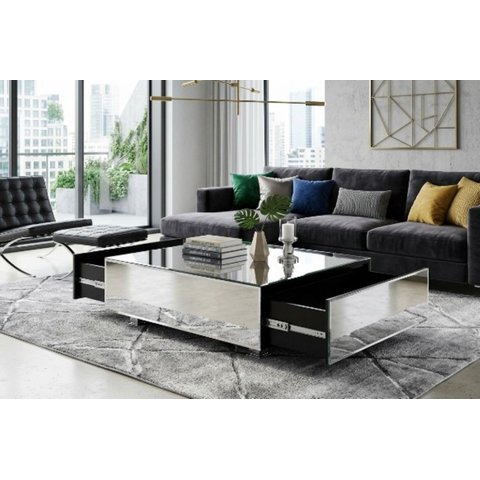 Mesa de Centro Espelho Bisotê com Gavetas