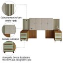 Ver imagem 4 de Cabeceira Casal Extensível com 2 Mesas de Apoio Ripado e Estofado Cinamomo/Off White Suíça RV Mó