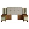 Cabeceira Casal Extensível com 2 Mesas de Apoio Ripado e Estofado Cinamomo/Off White Suíça RV Mó - 1