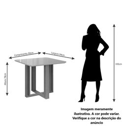 Kit Conjunto Sala De Jantar Mesa Quadrada 94 Cm Com 4 Cadeiras Tampo MDF Marrom Madeira Off White - 3