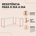 Ver imagem 3 de Mesa em L sem Prateleira Office em MDF Estilo Industrial Klm Store
