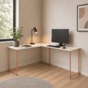 Ver imagem 1 de Mesa em L sem Prateleira Office em MDF Estilo Industrial Klm Store