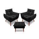 Ver imagem 1 de Kit C-2 Poltronas Opala + 01 Puff Opala Elegante Suede Preto