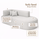 Ver imagem 7 de Sofá Orgânico Divã Estofado Sala Recepção Seed 160 Cm Zahav:bouclê Braça Lado Direito/cinza