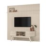Kit New Amalfi Painel e Aparador Rack Calacata/off-white - 2