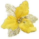 Ver imagem 3 de Kit 8 Flores Com Cabo Artificial Decoração De Natal Com Glitter 27cm
