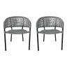 Kit 2 Cadeiras de Jantar em Corda Naútica Cinza Claro Sol Base Aluminio Preto - 1