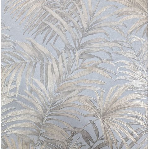 Papel de Parede Poet Chart 5 Natureza Folhas Azul Dourado