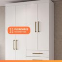 Ver imagem 4 de Guarda Roupas Solteiro Maya 5 Portas de Bater 2 Gavetas Branco Aramóveis