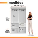 Ver imagem 2 de Guarda Roupas Solteiro Maya 5 Portas de Bater 2 Gavetas Branco Aramóveis