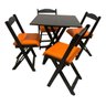 Conjunto Mesa Dobrável com 4 Cadeiras Preto Estofado Laranja - 1