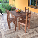Ver imagem 3 de Conjunto Mesa de Jantar 100x70 Rústica com 4 Cadeiras em Madeira Maciça Chocolate - Mb Móveis