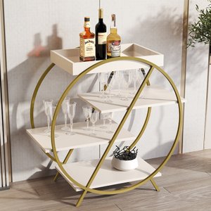 Aparador Adega Moderna 4009 Luxo Jb Bechara - Pérola/dourado