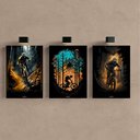 Ver imagem 2 de Kit 3 Quadro Decorativo Mountain Bike Ciclismo Bicicleta 28x20cm