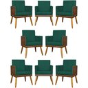 Ver imagem 1 de Kit 8 Poltronas Decorativas Modernas para Recepção Lis Corino Pé 30 Cm - Verde Suede Corino