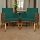 Ver mais imagens de Kit 8 Poltronas Decorativas Modernas para Recepção Lis Corino Pé 30 Cm - Verde Suede Corino