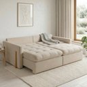 Ver imagem 5 de Sofá Cama 4 Lugares Retrátil Reclinável 260cm Linho com Molas Ensacadas Atena Yescasa